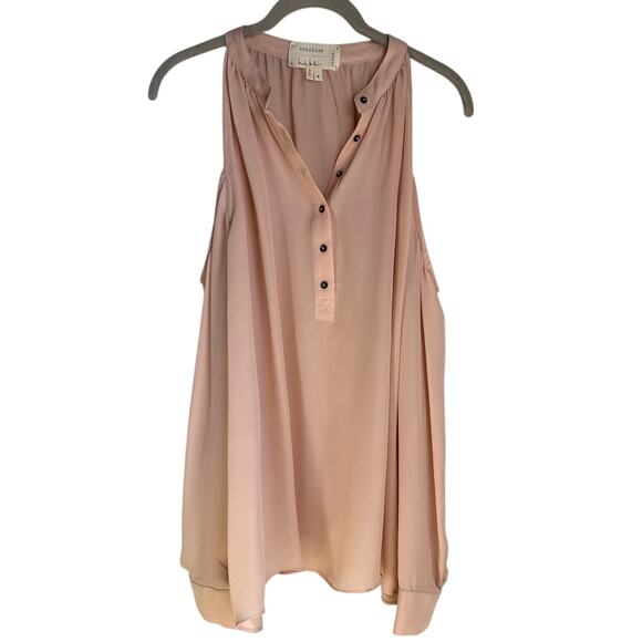 Nicole Miller Artelier Pink Silk Cold Shoulder Blouse Women's Large - Picture 2 of 9